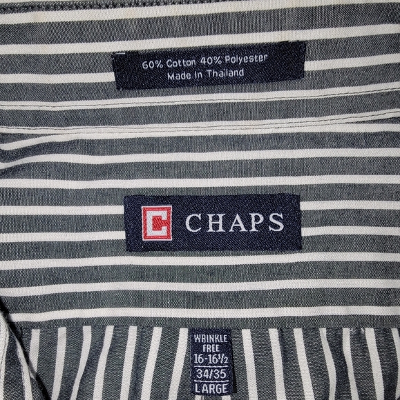 Chaps Dark Gray and White Casual Button Down Shirt - Picture 2 of 6